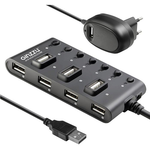 7-port USB2.0 Hub GiNZZU GR-487UAB + adapter