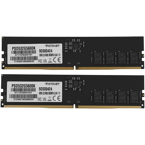 Модуль памяти DIMM 32Gb 2х16Gb DDR5 PC44800 5600MHz Patriot Memory (PSD532G5600K)