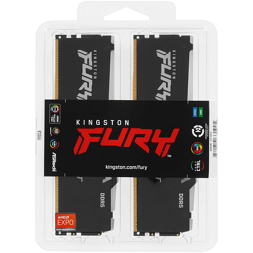 Модуль памяти DIMM 16Gb 2х8Gb DDR5 PC48000 6000MHz Kingston Fury Beast RGB Black EXPO (KF560C36BBEAK2-16)