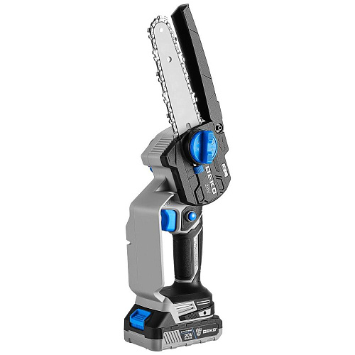 Аккумуляторная пила Deko DKCHS 20V, 6", 20В, 2x2.2Ач, 2 шины и 3 цепи в кейсе 083-2014