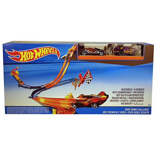 Hot Wheels DNN81 Трасса Turbo Rally Set 3 в 1 с двумя базовыми машинками