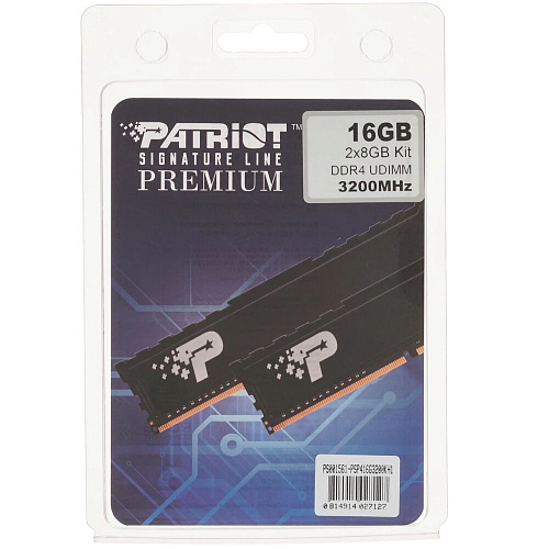 Модуль памяти DIMM 16Gb 2х8Gb DDR4 PC25600 3200MHz Patriot Memory Signature Line Premium (PSP416G3200KH1)
