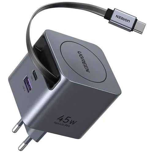 Сетевое зарядное устройство Ugreen X614 (65822) 45W Type C + USB, темно-серый