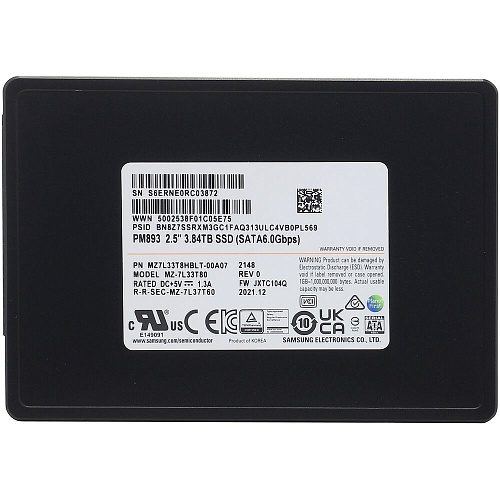 Внутренний SSD-накопитель 3,84Tb Samsung PM893 (MZ7L33T8HBLT-00A07) SATA3 2.5"
