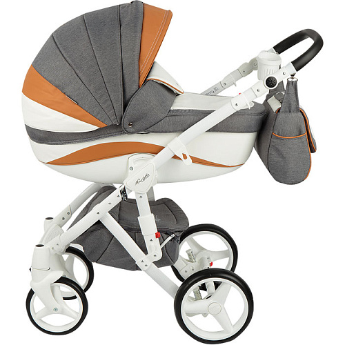Коляска 3 в 1 Adamex Barletta New (серый+белый+оранжевый B-24/а.к. F-3)