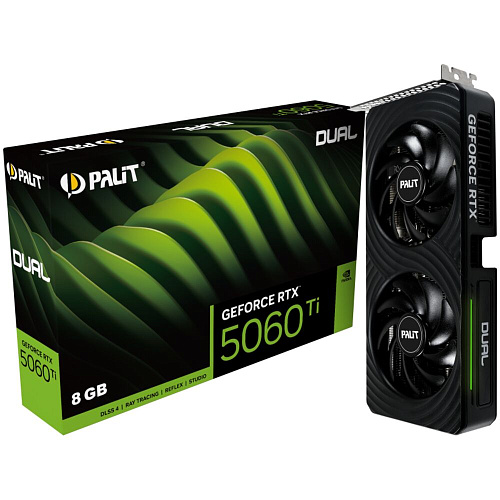 Видеокарта Palit GeForce RTX 5060 Ti 8192Mb, Dual 8 Gb (NE7506T019P1-GB2062D) 1xHDMI, 3xDP, Ret