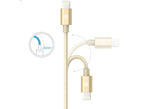 Кабель для Apple Lightning MFI Anker 1,8м в оплетке, капрон, 4000+ перегибов, A7114H41,золотистый  