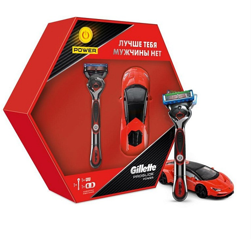 Gillette Подарочный набор (Gillette Станок Proglide Power с 1 сменной кассетой + коллекционная машина Lamborghini)