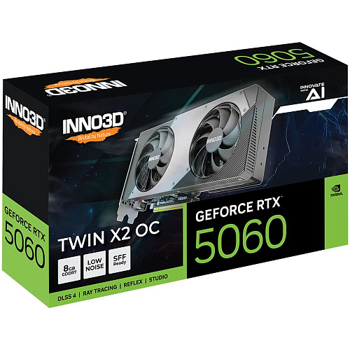 Видеокарта Inno3D GeForce RTX 5060 8192Mb, Twin X2 OC 8G (N50602-08D7X-195071N) 1xHDMI, 3xDP, Ret