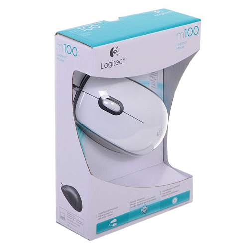 Мышь Logitech M100 Mouse White проводная