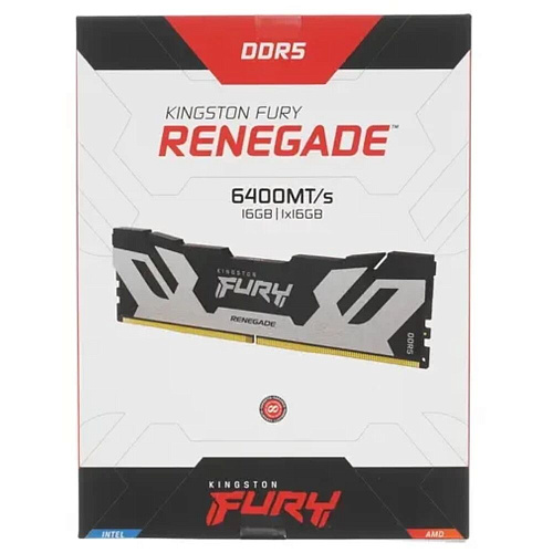 Модуль памяти DIMM 16Gb DDR5 PC51200 6400MHz Kingston Fury Renegade Silver (KF564C32RS-16)