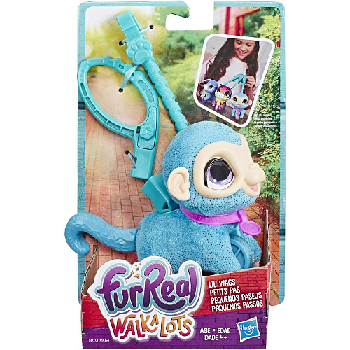 Интерактивная игрушка Hasbro FurReal Friends Маленький питомец на поводке E3503/E4777 Обезьянка синяя