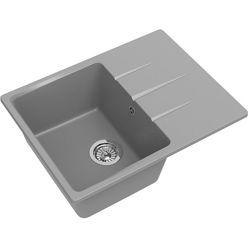 Кухонная мойка Ewigstein Elegant 45F 1-чаша + крыло 580*480мм серый металлик
