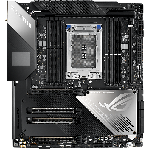 Материнская плата ASUS ROG Zenith II Extreme TRX40 Socket sTRX4 8xDDR4, 8xSATA3, RAID, 3xM.2, 4xPCI-E16x, 5xUSB3.2, 1xUSB3.2, Type C, 802.11ax, 2xGlan, E-ATX Ret