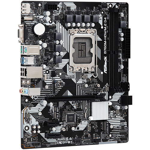 Материнская плата ASRock B760M-HDV/M.2 D4 B760 Socket-1700 2xDDR4, 4xSATA3, RAID, 2xM.2, 1xPCI-E16x, 3xUSB3.2, 1xUSB3.2 Type C, D-Sub, DP, HDMI, 2.5Glan, mATX