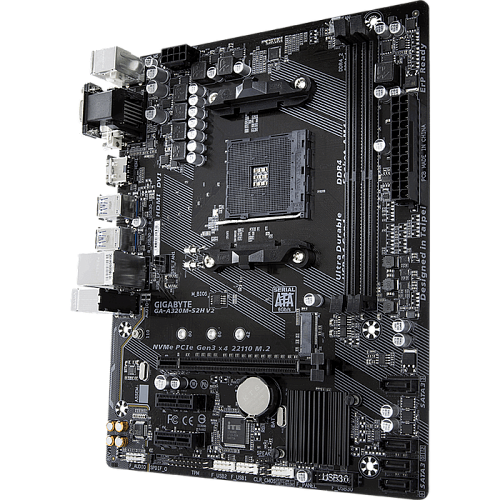 Материнская плата Gigabyte GA-A320M-S2H V2 Socket-AM4 AMD B350 2xDDR4, Raid, 4xUSB 3.1, 4xSATA3, 1xM.2, 1xPCI-E 16x, GLAN D-Sub, DVI, HDMI, mATX Ret