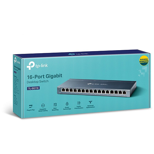 Коммутатор TP-LINK TL-SG116 неуправляемый 16x1000BASE-T, metal case