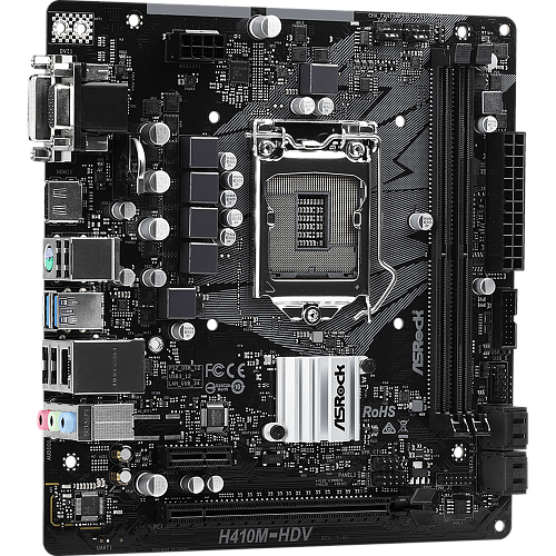 Материнская плата ASRock H410M-HDV H410 Socket-1200 2xDDR4, 4xSATA3, 1xPCI-E16x, 2xUSB3.2, D-Sub, DVI-D, HDMI, Glan, mATX