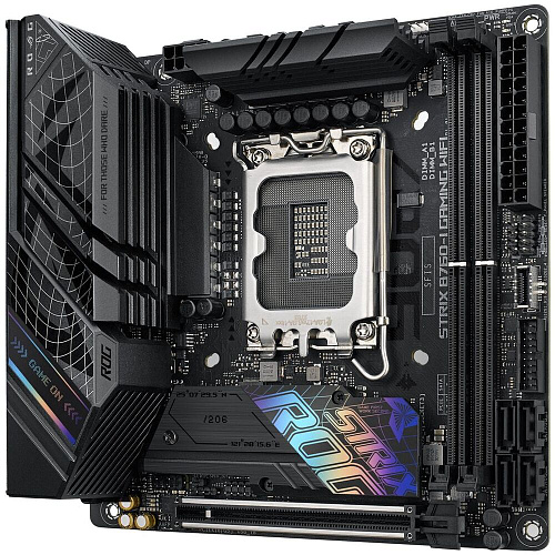Материнская плата ASUS ROG Strix B760-I Gaming WiFi B760 Socket-1700 2xDDR5, 4xSATA3, RAID, 2xM.2, 1xPCI-E16x, 3xUSB3.2, 2xUSB3.2 Type C, DP, HDMI, WiFi, Glan, mini-ITX