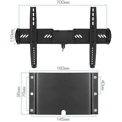 Кронштейн фиксированный Kromax Ultra Slim-100 32-90' до 55кг Vesa до 600x400