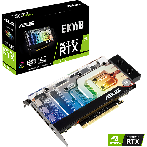 Видеокарта ASUS GeForce RTX 3070 8192Mb, EKWB 8G (RTX3070-8G-EK) HDMI, 3xDP, Ret