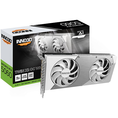 Видеокарта Inno3D GeForce RTX 5060 8192Mb, Twin X2 OC White 8G (N50602-08D7X-195070W) 1xHDMI, 3xDP, Ret