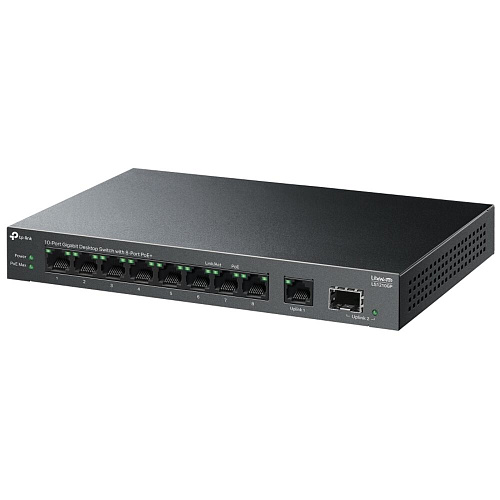 Коммутатор TP-LINK LS1210GP неуправляемый 9 портов 10/100/1000Мбит/с 8хPoE+