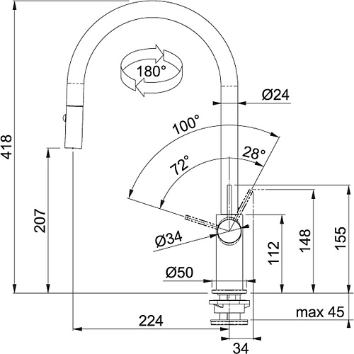 Смеситель для кухни Franke Ambient оникс 115.0289.511