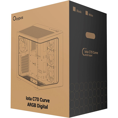 Корпус ATX Miditower Ocypus Iota C70 BK Curve ARGB Digital Black