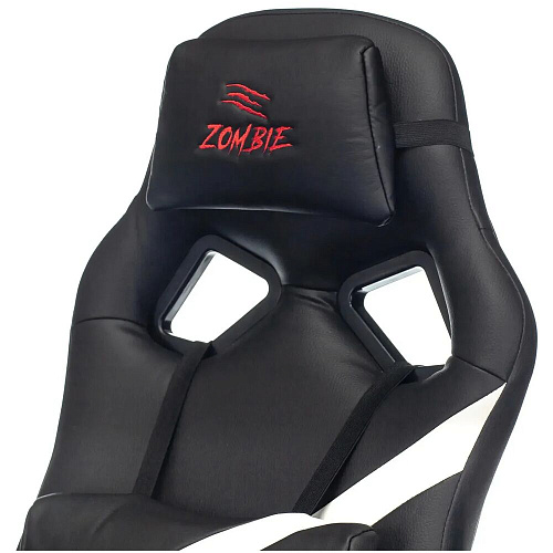 Кресло для геймера Zombie DRIVER черный/белый эко.кожа с подголов. крестов. пластик