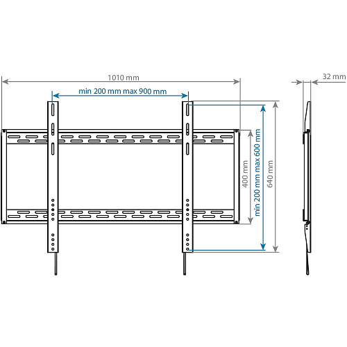 Кронштейн фиксированный Arm Media PT-100 55-100' до 80кг Vesa до 900x600