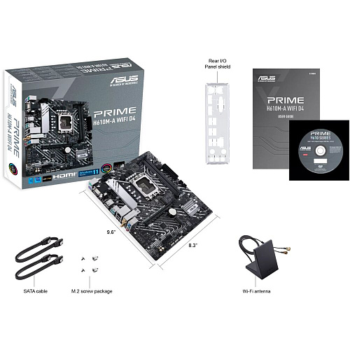Материнская плата ASUS Prime H610M-A WiFi D4 H610 Socket-1700 2xDDR4, 4xSATA3, 2xM.2, 1xPCI-E16x, 2xUSB3.2, D-Sub, DP, HDMI, WiFi, Glan, mATX