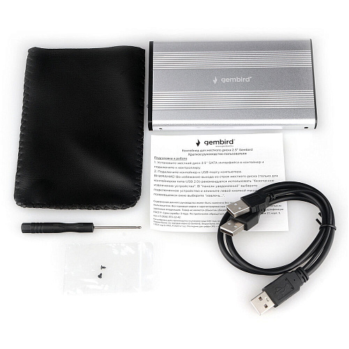 Корпус 2.5" Gembird EE2-U2S-5, SATA-USB2.0 Silver