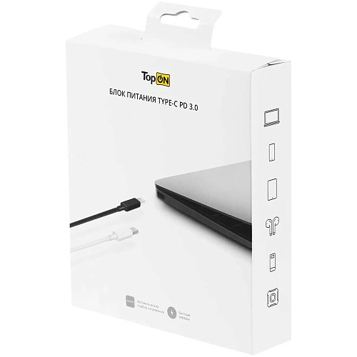 Универсальный блок питания TopON TOP-UC100 100W c кабелем Type-C черный