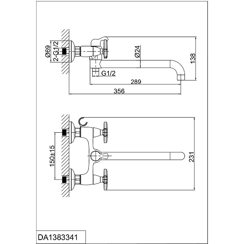 Смеситель для ванны D&K Hessen Goethe DA1383341