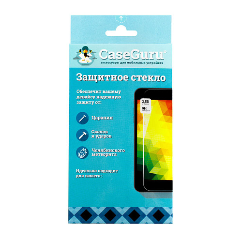Защитное стекло для Meizu PRO 7 Plus CaseGuru изогнутое по форме дисплея, с белой рамкой
