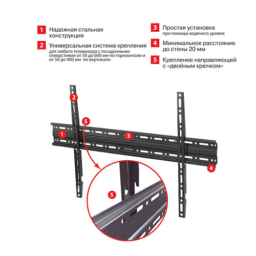 Кронштейн фиксированный Arm Media PLASMA-1 new 32-90' до 55кг Vesa до 600x400