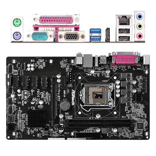 Материнская плата ASRock H81 Pro BTC R2.0 H81 Socket-1150 2xDDR3, 2xSATA3, 1xPCI-E16x, 2xUSB3.0, D-SUB, HDMI, Glan, ATX, Ret
