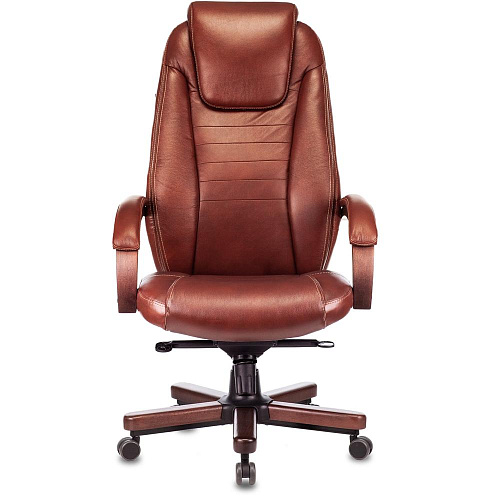 Кресло руководителя Бюрократ T-9923WALNUT светло-коричневый Leather Eichel кожа крестовина металл/дерево