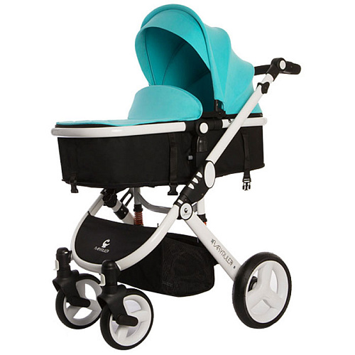 Коляска-трансформер Babyruler ST166 Tiffany Бирюзовый + Утепленный чехол на ноги + Зимний капюшон 