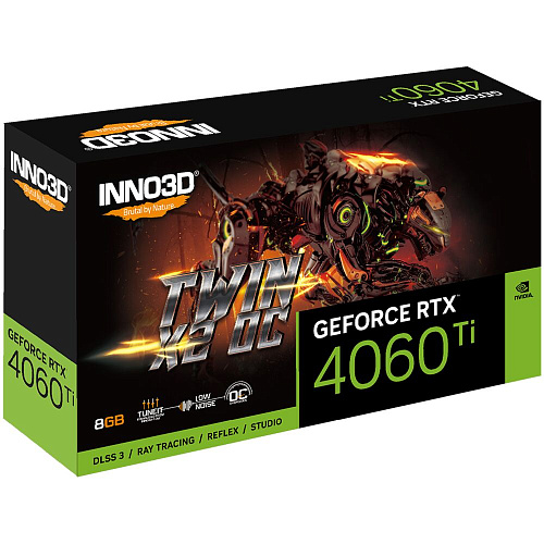 Видеокарта Inno3D GeForce RTX 4060 Ti 8192Mb, Twin X2 OC 8 Gb (N406T2-08D6X-171153N) 1xHDMI, 3xDP, Ret
