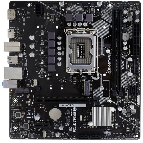 Материнская плата Biostar H610MT-E D5 H610 Socket-1700 2xDDR5, 4xSATA3, 1xM.2, 1xPCI-E16x, 1xUSB3.2, DP, HDMI, Glan, mATX