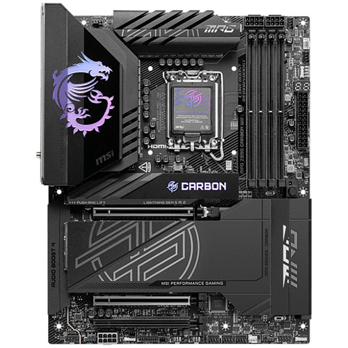 Материнская плата MSI MPG Z890 Carbon WiFi Z890 Soc-1851 4xDDR5, 4xSATA3, RAID, 5хM.2, 3xPCI-E16x, 10xUSB3.2, 3xUSB3.2 Type C, DP, HDMI, WiFi, 2xGlan, ATX