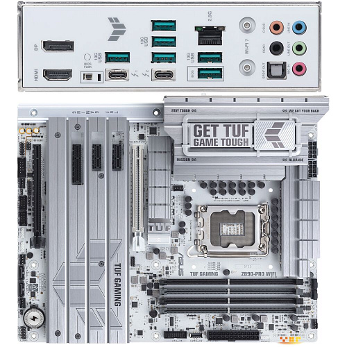 Материнская плата ASUS TUF Gaming Z890-Pro WiFi Z890 Soc-1851 4xDDR5, 4xSATA3, RAID, 4хM.2, 5xPCI-E16x, 6xUSB3.2, 2xUSB3.2 Type C, DP, HDMI, WiFi, 2.5Glan, ATX
