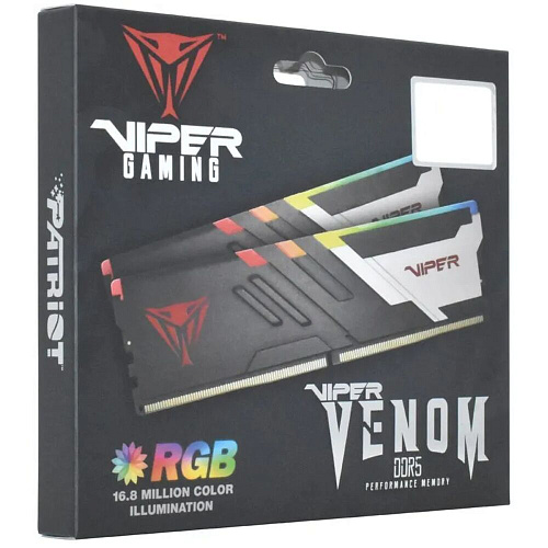 Модуль памяти DIMM 32Gb 2х16Gb DDR5 PC51200 6400MHz Patriot Memory Venom RGB Black (PVVR532G640C32K)