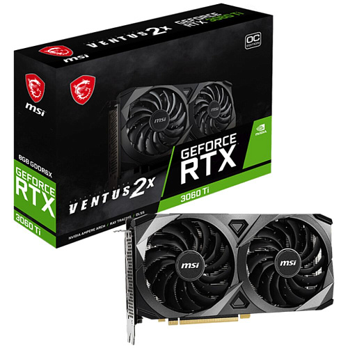 Видеокарта MSI GeForce RTX 3060 Ti 8192Mb, Ventus 2X 8GD6X OC (RTX 3060 Ti Ventus 2X 8GD6X OC) 1xHDMI, 3xDP, Ret
