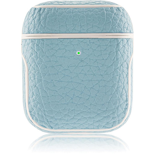 Чехол кожаный Brosco для Apple AirPods 2 голубой