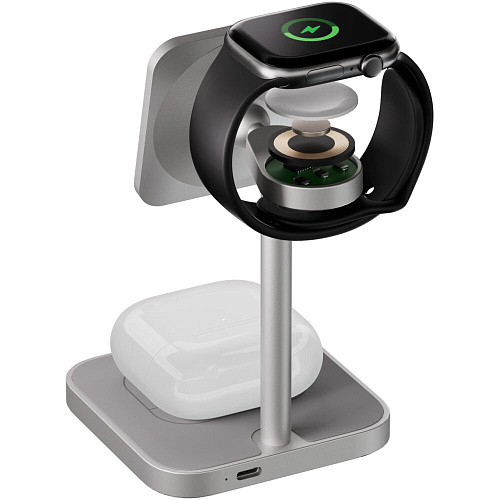 Беспроводная зарядная панель 3 в 1 Для IPhone, Apple Watch, Airpods uBear Evoke Qi2.2 25W Grey