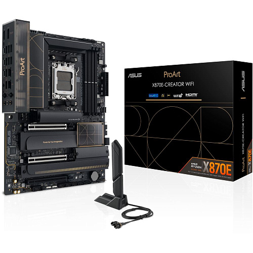 Материнская плата ASUS ProArt X870E-Creator WiFi X870E Socket AM5 4xDDR5, 4xSATA3, RAID, 4xM.2, 3xPCI-E16x, 7xUSB3.2, 3xUSB3.2 Type C, DP, HDMI, WiFi, 2xGlan, ATX