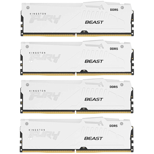 Модуль памяти DIMM 128Gb 4х32Gb DDR5 PC41600 5200MHz Kingston Fury Beast RGB White (KF552C40BWAK4-128)